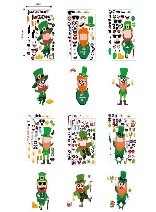 CAKOLINK 12 Sheets St Patricks Day Stickers for Kids, Make Your Own St. Patrick’s Day Leprechauns Face Stickers for Child, Craft DIY Stickers St. Patrick’s Day Party Favors - Image 3